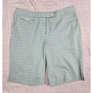 Brooks Brothers Women's Green White Plaid Bermuda Chino Golf Shorts Sz 6